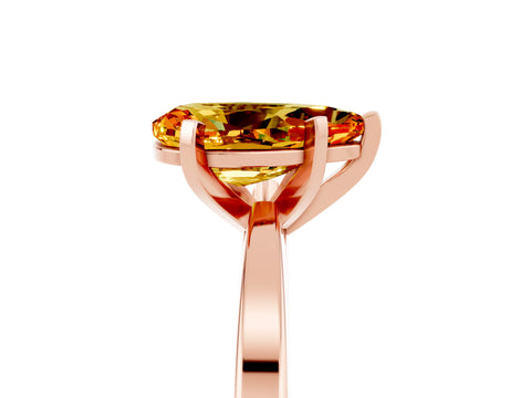 Rose gold Pear Cut Citrine Solitaire Engagement Ring with Classic Band and Four-Prong Setting_29