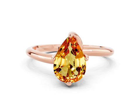 Rose gold Pear Cut Citrine Solitaire Engagement Ring with Four-Prong Setting and Classic Band_12