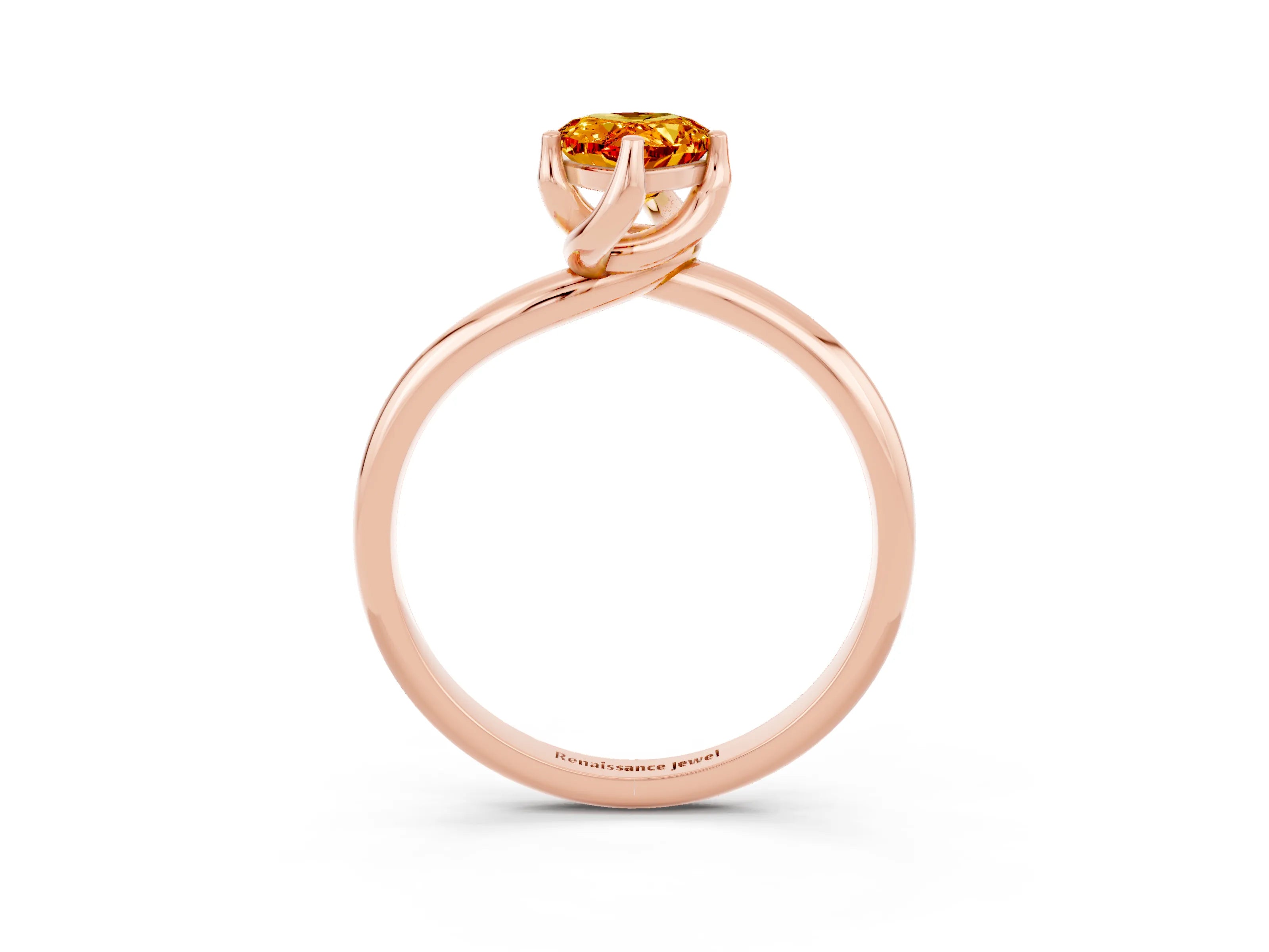 Rose gold Pear Cut Citrine Solitaire Engagement Ring with Four-Prong Setting and Classic Band_15