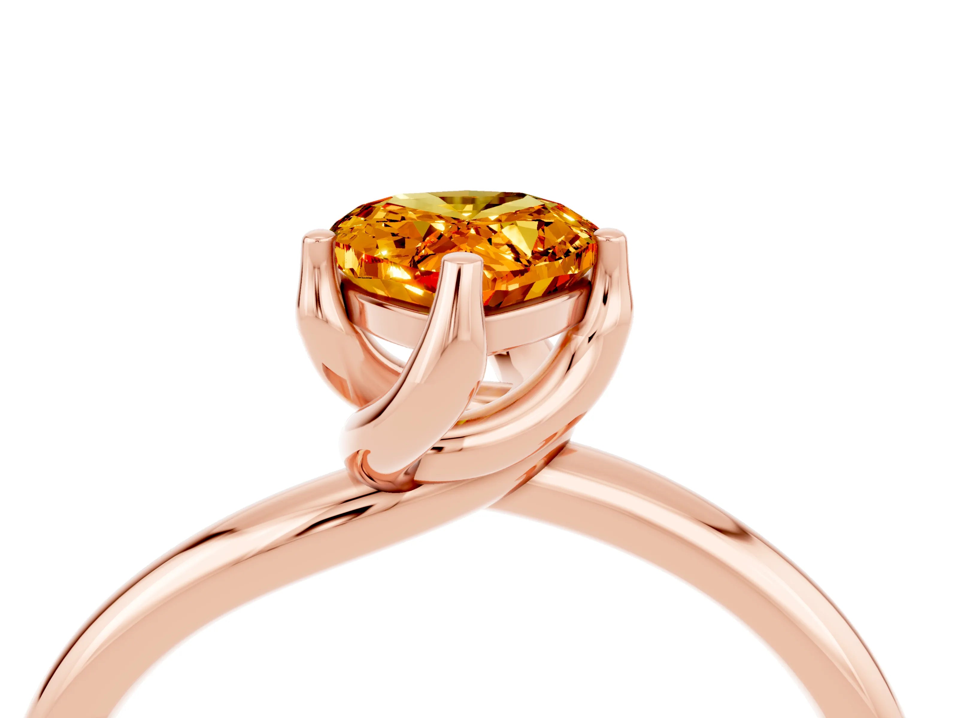Rose gold Pear Cut Citrine Solitaire Engagement Ring with Four-Prong Setting and Classic Band_16