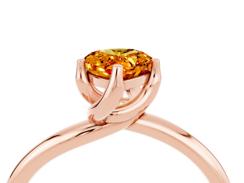 Rose gold Pear Cut Citrine Solitaire Engagement Ring with Four-Prong Setting and Classic Band_16