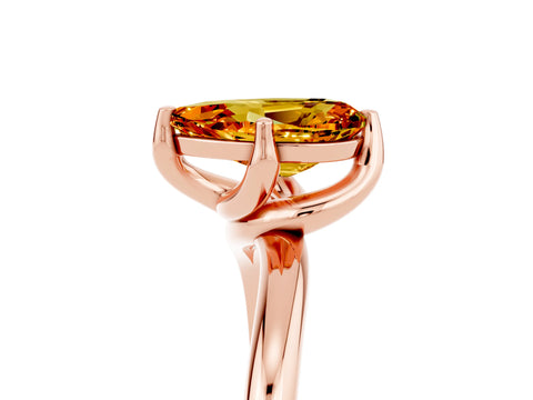Rose gold Pear Cut Citrine Solitaire Engagement Ring with Four-Prong Setting and Classic Band_17