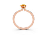 Rose gold Pear Cut Citrine Solitaire Engagement Ring with Pavé Band and Four-Prong Setting_3
