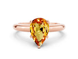 Rose gold Pear Cut Citrine Solitaire Engagement Ring with Round Band and Four-Prong Setting