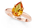 Rose gold Pear Cut Citrine Solitaire Engagement Ring with Round Band and Four-Prong Setting_1
