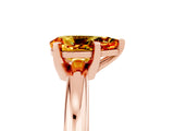 Rose gold Pear Cut Citrine Solitaire Engagement Ring with Round Band and Four-Prong Setting_5
