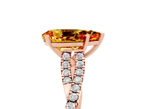 Rose gold Pear Cut Citrine Solitaire Engagement Ring with Twisted Pavé Band and Four-Prong Setting_5