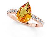Rose gold Pear Cut Citrine Solitaire Pavé Band with Four-Prong Setting_1
