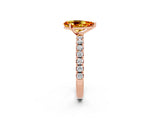 Rose gold Pear Cut Citrine Solitaire Pavé Band with Four-Prong Setting_2