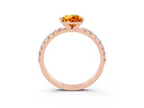Rose gold Pear Cut Citrine Solitaire Pavé Band with Four-Prong Setting_3