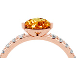 Rose gold Pear Cut Citrine Solitaire Pavé Band with Four-Prong Setting_4