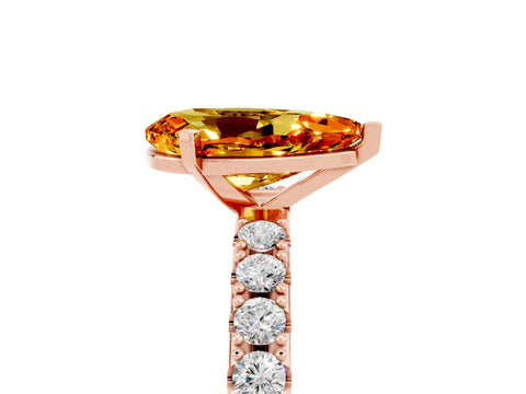 Rose gold Pear Cut Citrine Solitaire Pavé Band with Four-Prong Setting_5