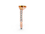 Rose gold Pear Cut Citrine Solitaire Pavé Engagement Ring with Round Band and Prong Setting_14