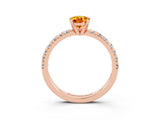 Rose gold Pear Cut Citrine Solitaire Pavé Engagement Ring with Round Band and Prong Setting_15