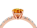 Rose gold Pear Cut Citrine Solitaire Pavé Engagement Ring with Round Band and Prong Setting_16