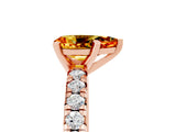 Rose gold Pear Cut Citrine Solitaire Pavé Engagement Ring with Round Band and Prong Setting_17