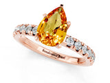 Rose gold Pear Cut Citrine Solitaire Pavé Engagement Ring with Round Band and Prong Setting_73
