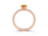 Rose gold Pear Cut Citrine Solitaire Pavé Engagement Ring with Round Band and Prong Setting_75