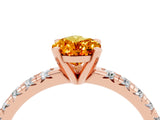 Rose gold Pear Cut Citrine Solitaire Pavé Engagement Ring with Round Band and Prong Setting_76