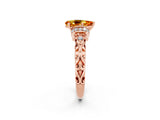 Rose gold Pear Cut Citrine Solitaire Ring with Filigree Band and Four-Prong Setting_26