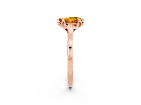 Rose gold Pear Cut Citrine Solitaire Ring with Flower Prong Setting and Classic Band_14