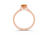 Rose gold Pear Cut Citrine Solitaire Ring with Flower Prong Setting and Classic Band_15