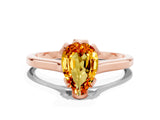 Rose gold Pear Cut Citrine Solitaire Ring with Flower Prong Setting and Classic Band_37