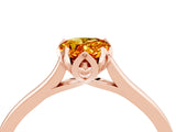 Rose gold Pear Cut Citrine Solitaire Ring with Flower Prong Setting and Classic Band_41