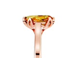 Rose gold Pear Cut Citrine Solitaire Ring with Flower Prong Setting and Classic Band_42