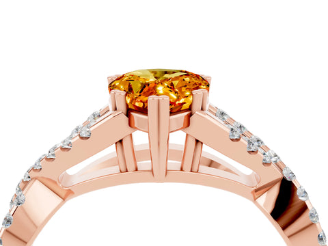 Rose gold Pear Cut Citrine Solitaire Ring with Four-Prong Setting and Twisted Pavé Band_4