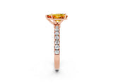 Rose gold Pear Cut Citrine Solitaire Ring with Pavé Accents and Four-Prong Setting_2