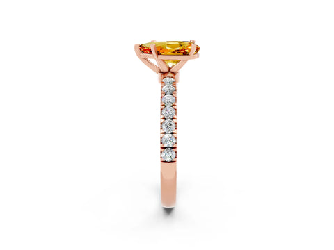 Rose gold Pear Cut Citrine Solitaire Ring with Pavé Accents and Four-Prong Setting_2