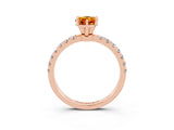 Rose gold Pear Cut Citrine Solitaire Ring with Pavé Accents and Four-Prong Setting_3