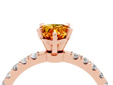 Rose gold Pear Cut Citrine Solitaire Ring with Pavé Accents and Four-Prong Setting_4