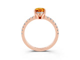 Rose gold Pear Cut Citrine Solitaire Ring with Pavé Band and Four-Prong Setting_27
