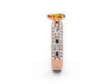 Rose gold Pear Cut Citrine Solitaire Ring with Pavé and Channel Set Band_2