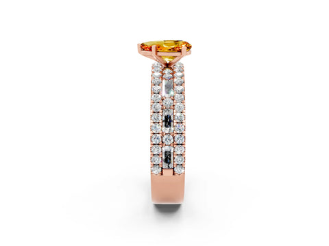 Rose gold Pear Cut Citrine Solitaire Ring with Pavé and Channel Set Band_2