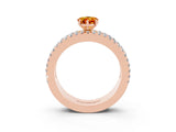 Rose gold Pear Cut Citrine Solitaire Ring with Pavé and Channel Set Band_3