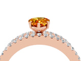 Rose gold Pear Cut Citrine Solitaire Ring with Pavé and Channel Set Band_4