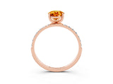Rose gold Pear Cut Citrine Solitaire Ring with Pave Band and Four Prong Setting_27