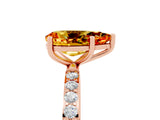 Rose gold Pear Cut Citrine Solitaire Ring with Pave Band and Four Prong Setting_29