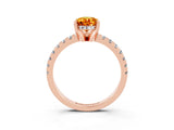 Rose gold Pear Cut Citrine Solitaire Ring with Round  Pavé Band and Four-Prong Setting_47