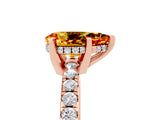 Rose gold Pear Cut Citrine Solitaire Ring with Round  Pavé Band and Four-Prong Setting_49