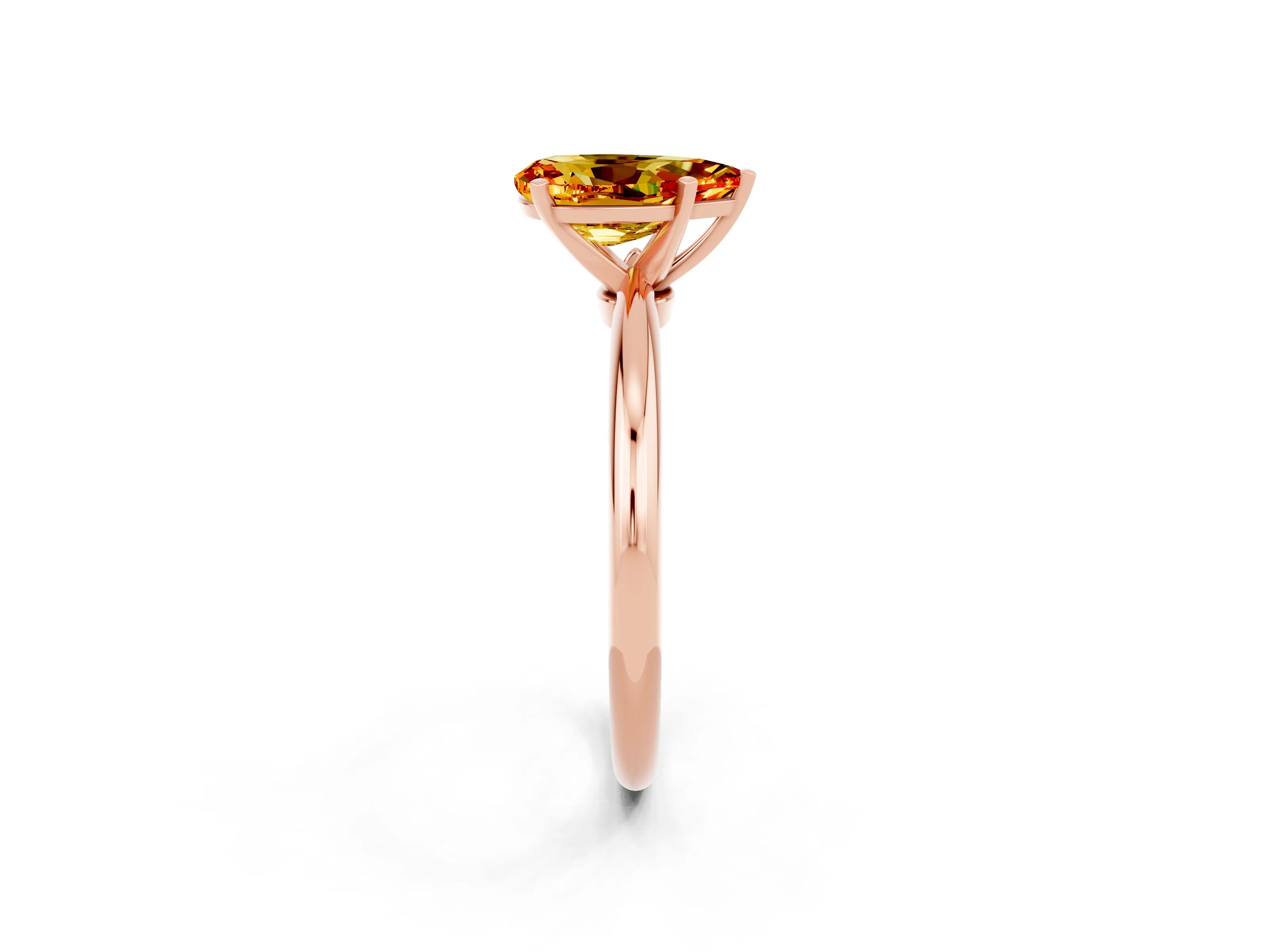 Rose gold Pear Cut Citrine Solitaire Ring with Six-Prong Setting and Classic Band_2