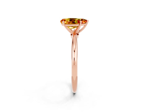 Rose gold Pear Cut Citrine Solitaire Ring with Six-Prong Setting and Classic Band_2