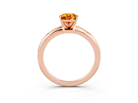 Rose gold Pear Cut Citrine Solitaire Ring with Six-Prong Setting and Classic Band_3