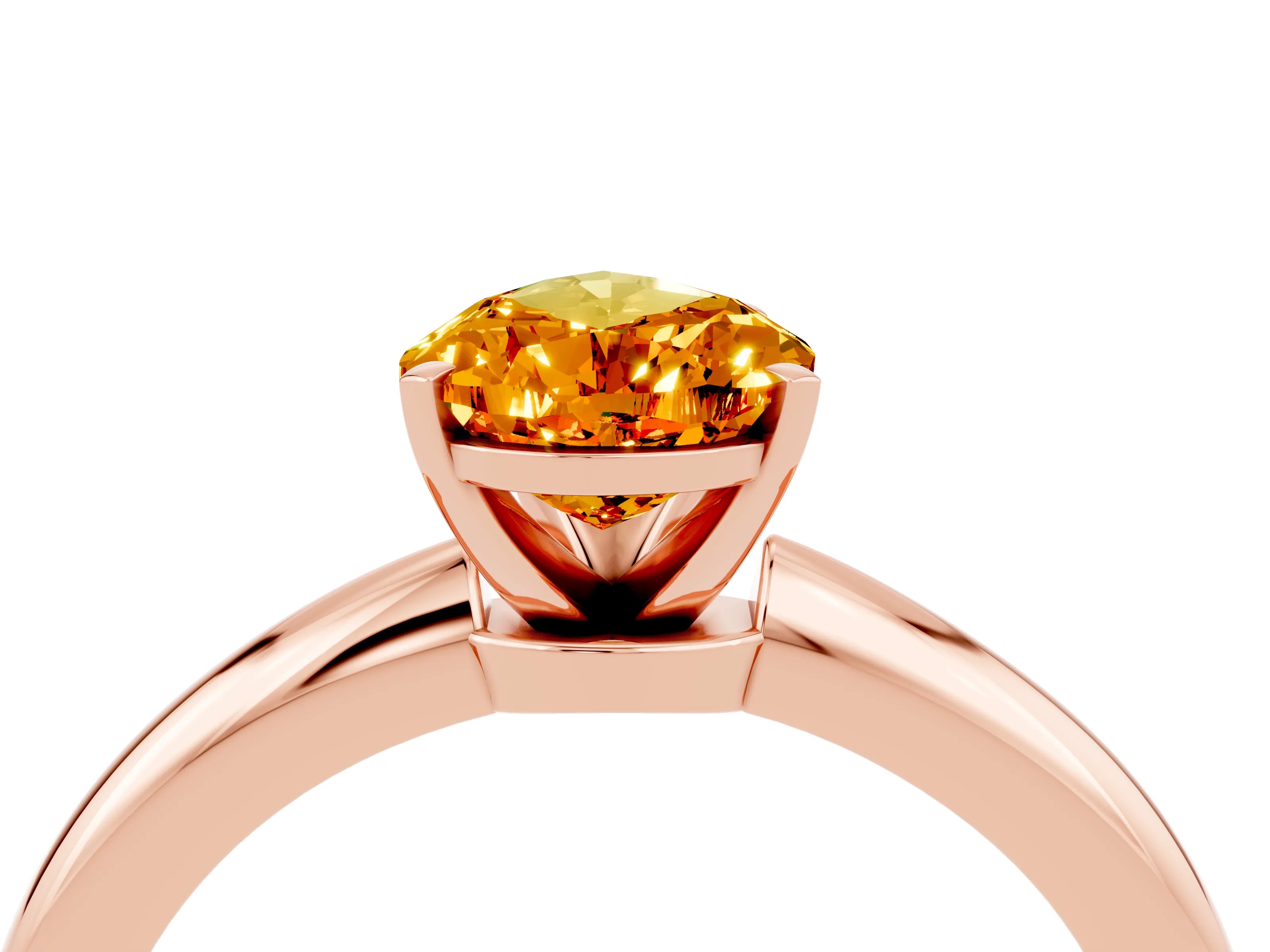 Rose gold Pear Cut Citrine Solitaire Ring with Six-Prong Setting and Classic Band_4