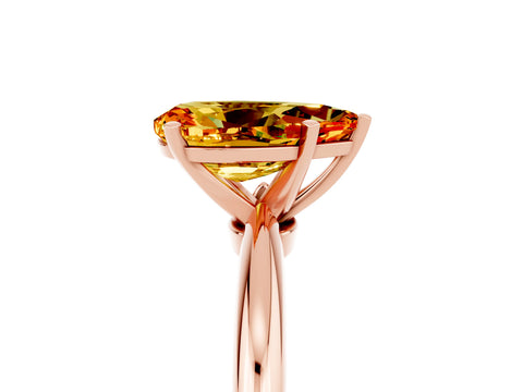 Rose gold Pear Cut Citrine Solitaire Ring with Six-Prong Setting and Classic Band_5