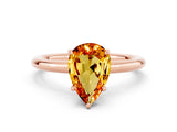 Rose gold Pear Cut Citrine Solitaire Ring with Thin Band and Four-Prong Setting_12