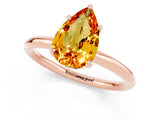 Rose gold Pear Cut Citrine Solitaire Ring with Thin Band and Four-Prong Setting_13
